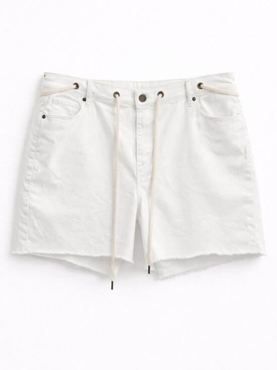 LOFT Pants - LOFT Plus Size 22 White Denim Shorts NWOT Drawstring Waist Frayed Hem Casual Sum